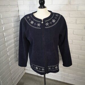 Carroll Reed Ladies Size Large Navy w/ White Accents Full Zip Fleece Jacket